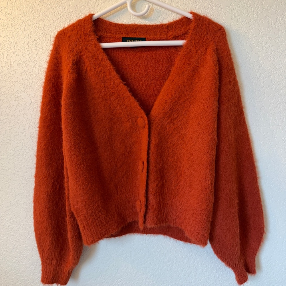 Truth By Republic Fuzzy Cozy Orange Cardigan
